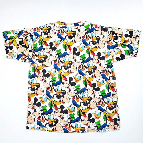 Vintage Walt Disney T-Shirt Tee All Over Print (Large) Mickey Donald Duck Goofy - Picture 4 of 4